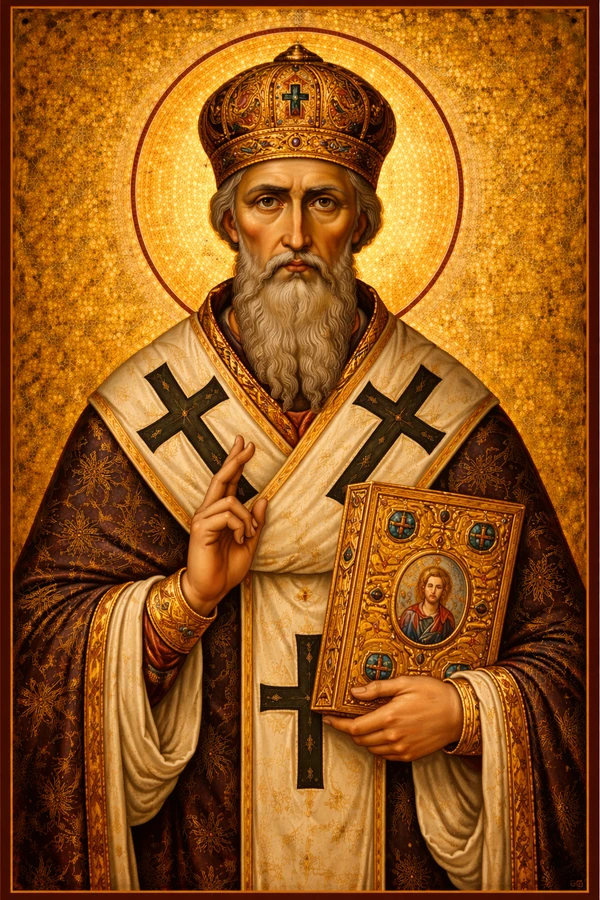 Saint Gregory of Nazianzen Byzantine icon, Cappadocian father and theologian reflecting on the mystery of the Trinity