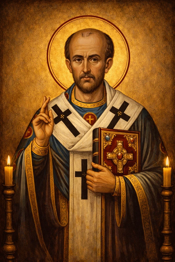Saint John Chrysostom Byzantine icon, Archbishop of Constantinople and golden-mouthed preacher of the early Church